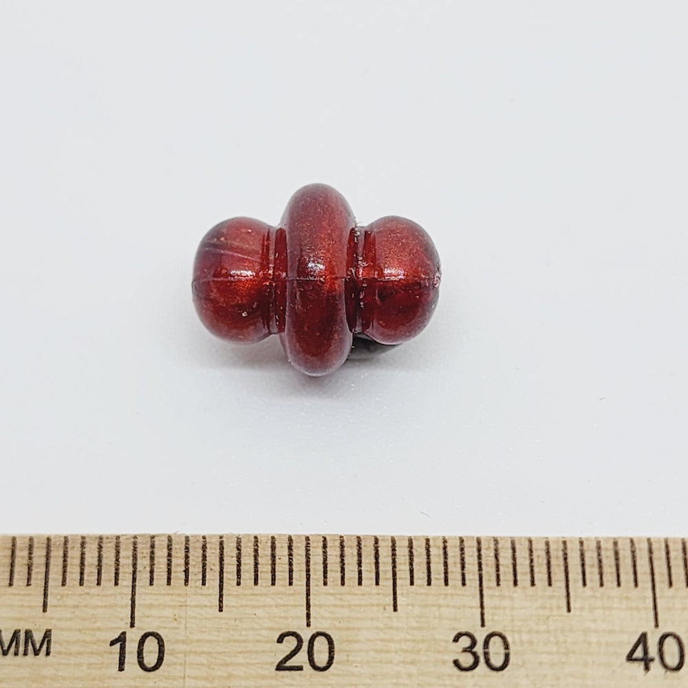 15x12mm Spindle (50) - Red - Vintage Metallic Marbled Effect Beads