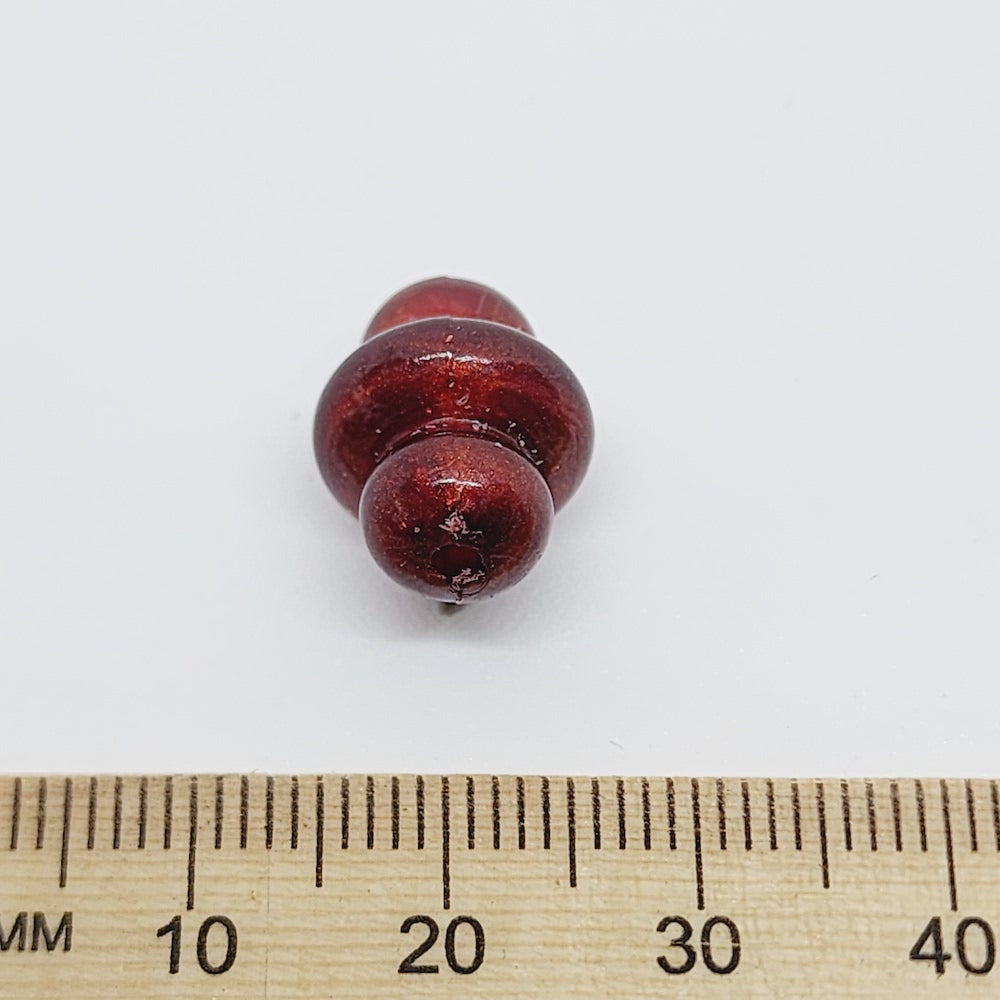 15x12mm Spindle (50) - Red - Vintage Metallic Marbled Effect Beads