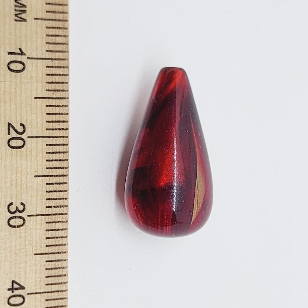 23x12mm Teardrop (10) - Transparent Fuchsia - Vintage Marbled Beads
