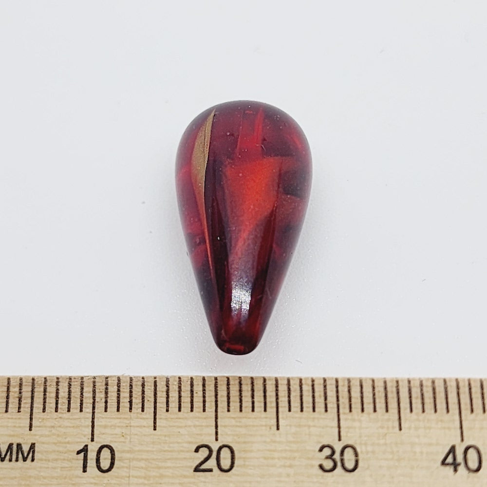 23x12mm Teardrop (10) - Transparent Fuchsia - Vintage Marbled Beads