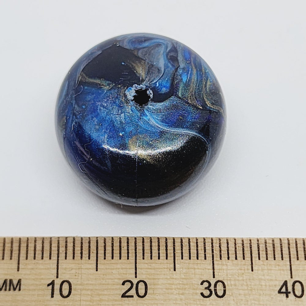 10x23mm Rondelle (10) - Blue - Vintage Metallic Marbled Effect Beads