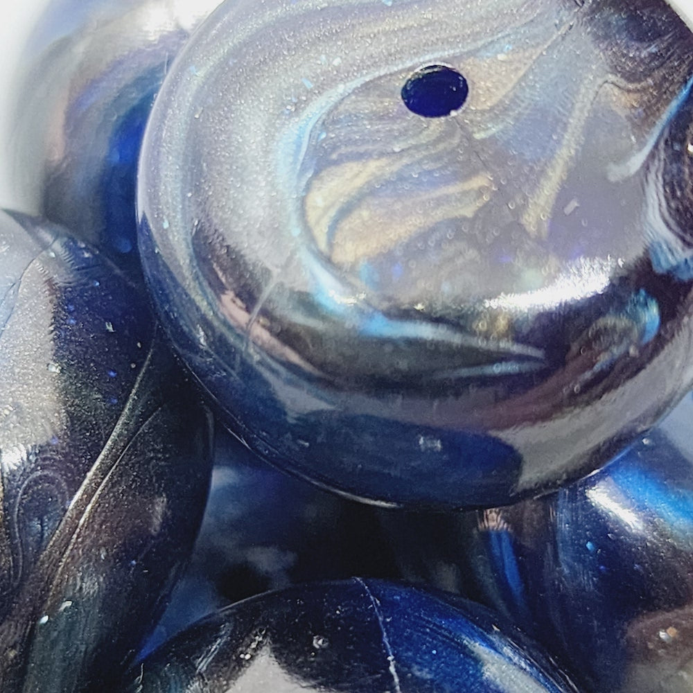 10x23mm Rondelle (10) - Blue - Vintage Metallic Marbled Effect Beads