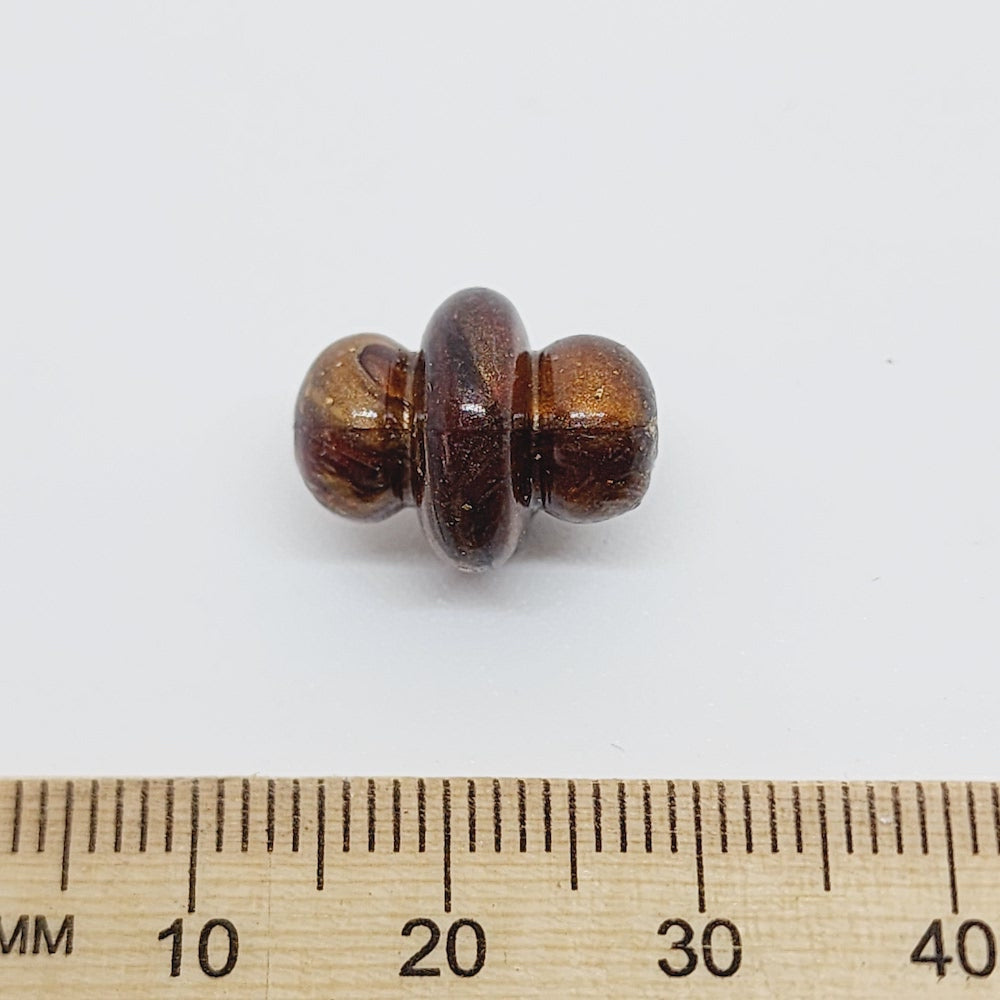 15x12mm Spindle (50) - Brown - Vintage Metallic Marbled Effect Beads