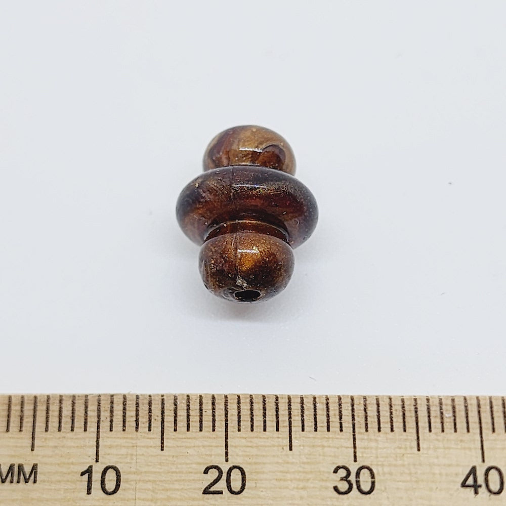 15x12mm Spindle (50) - Brown - Vintage Metallic Marbled Effect Beads