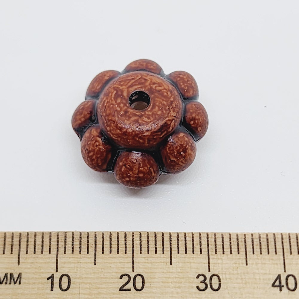 12x18.5mm Wheel (10) - Teak - Vintage Wood Stained Look Beads