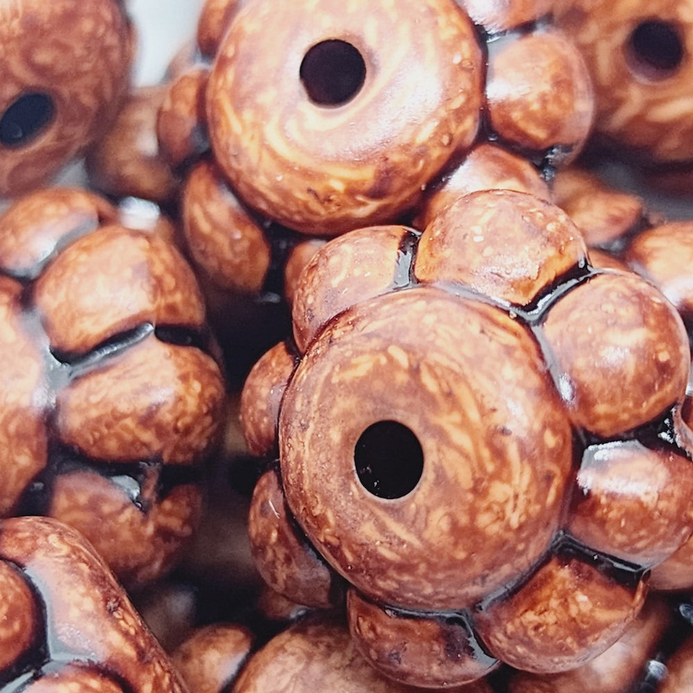 12x18.5mm Wheel (10) - Teak - Vintage Wood Stained Look Beads