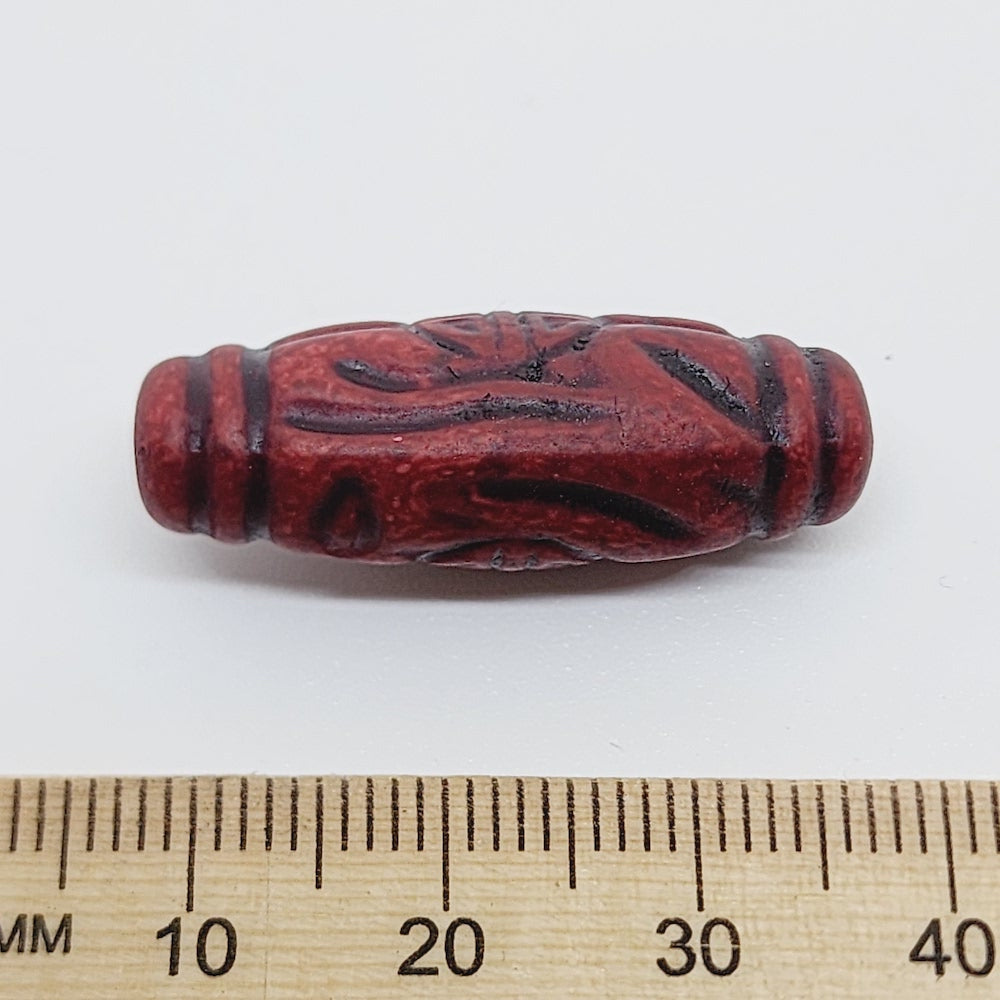 30x12mm Oval (10) - Mahogany - Vintage Wood Stained Look Beads