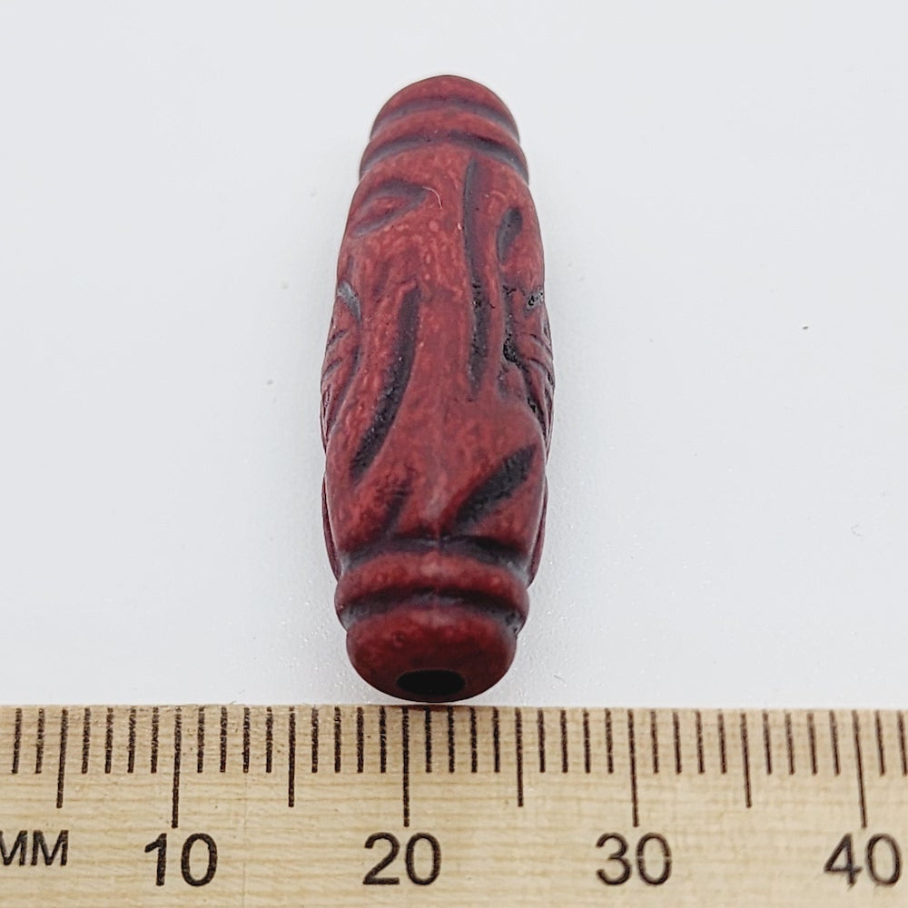 30x12mm Oval (10) - Mahogany - Vintage Wood Stained Look Beads