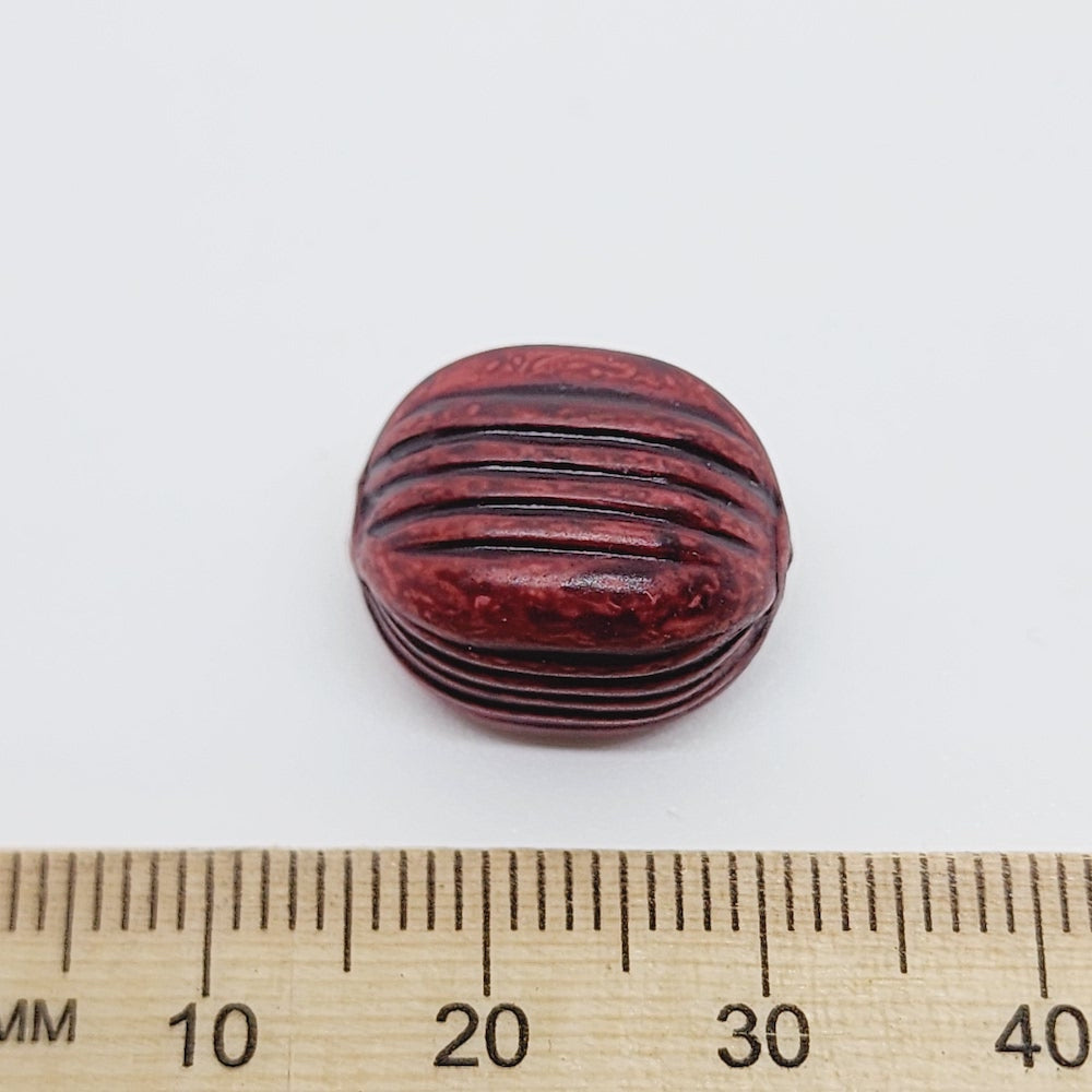 17x12.5mm Barrel (10) - Mahogany - Vintage Wood Stained Look Beads