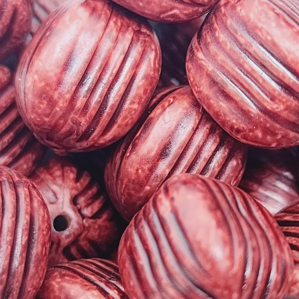 17x12.5mm Barrel (10) - Mahogany - Vintage Wood Stained Look Beads