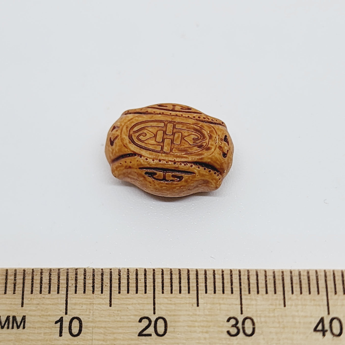 16x12mm Flat Oval (10) - Maple - Vintage Wood Stained Look Beads