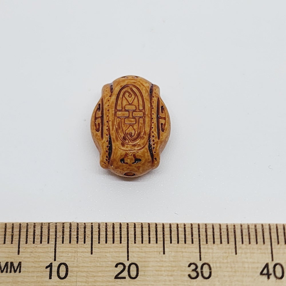 16x12mm Flat Oval (10) - Maple - Vintage Wood Stained Look Beads