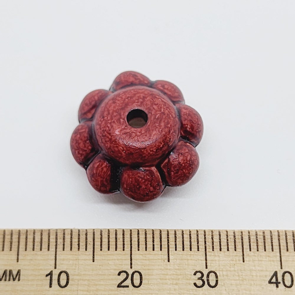 12x18.5mm Wheel (10) - Mahogany - Vintage Wood Stained Look Beads