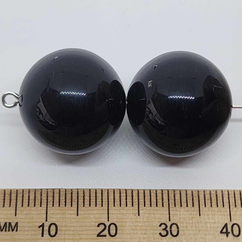 18mm Round Vintage Lucite Beads (10) - Black