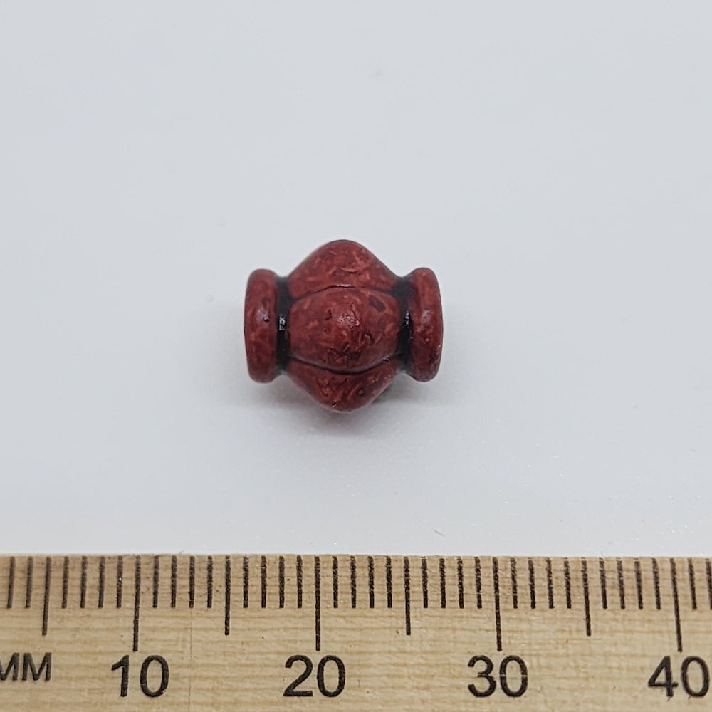 11.5x10.5mm Fluted Bicone (25) - Mahogany - Vintage Wood Stained Look Beads