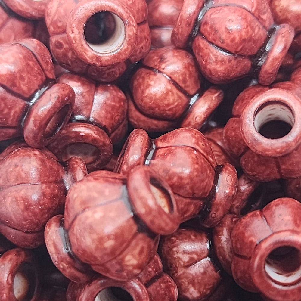 11.5x10.5mm Fluted Bicone (25) - Mahogany - Vintage Wood Stained Look Beads