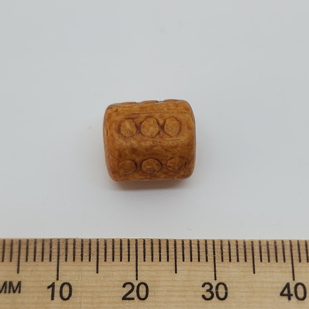 12.5x11mm 6 Sided Drum (10) - Maple - Vintage Wood Stained Look Beads