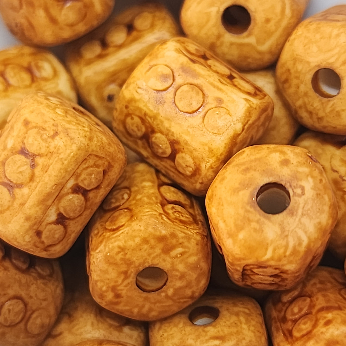 12.5x11mm 6 Sided Drum (10) - Maple - Vintage Wood Stained Look Beads