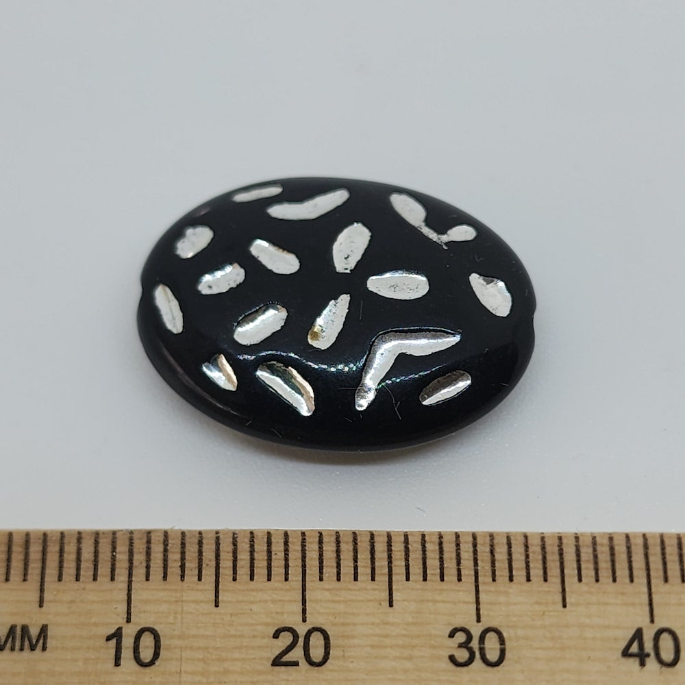 25x18mm Flat Oval (10) - Black - Vintage Lucite Beads