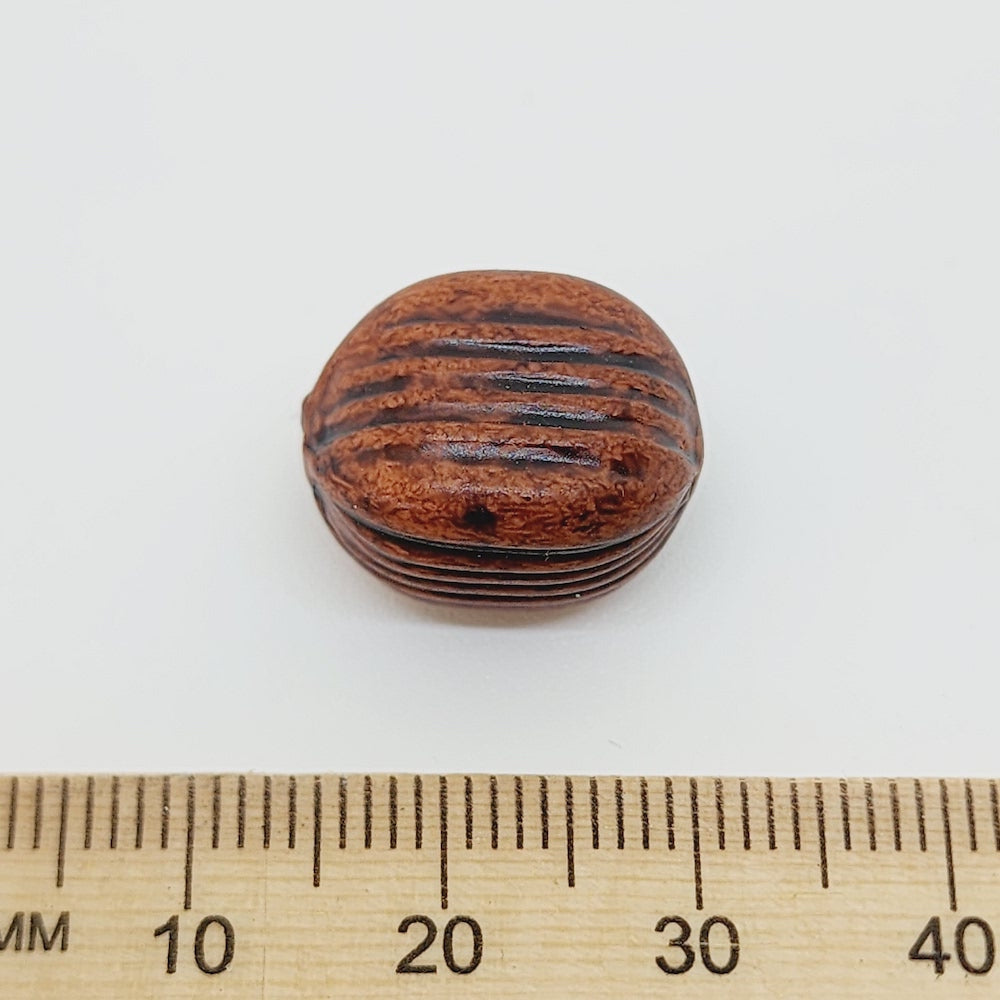 17x12.5mm Barrel (10) - Teak - Vintage Wood Stained Look Beads