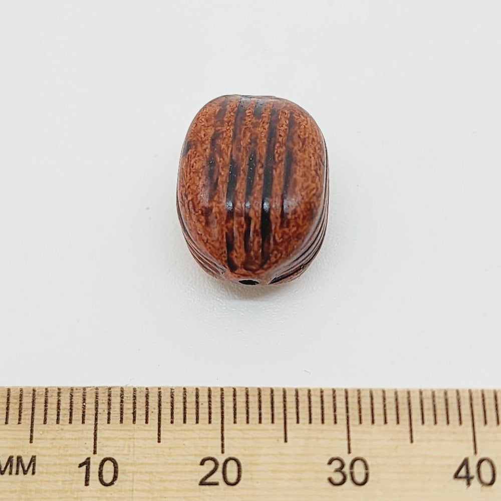 17x12.5mm Barrel (10) - Teak - Vintage Wood Stained Look Beads