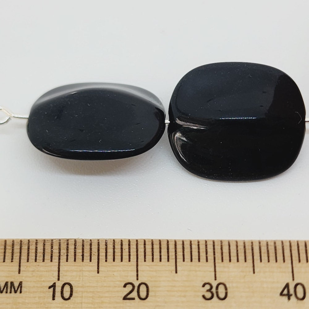 19x17mm Pinched Pillow Vintage Lucite Beads (10) - Black