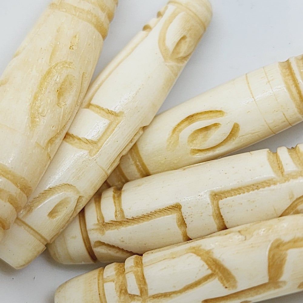 35x8mm Hair Pipe Bead (10) - Vintage Bone Beads