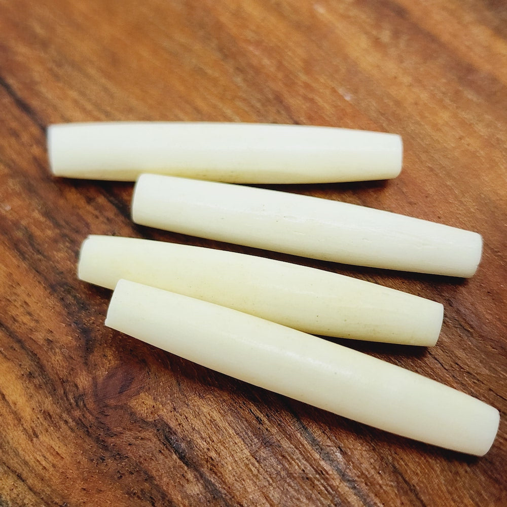 37x7mm Hairpipe Bead (10) - Vintage Bone Beads