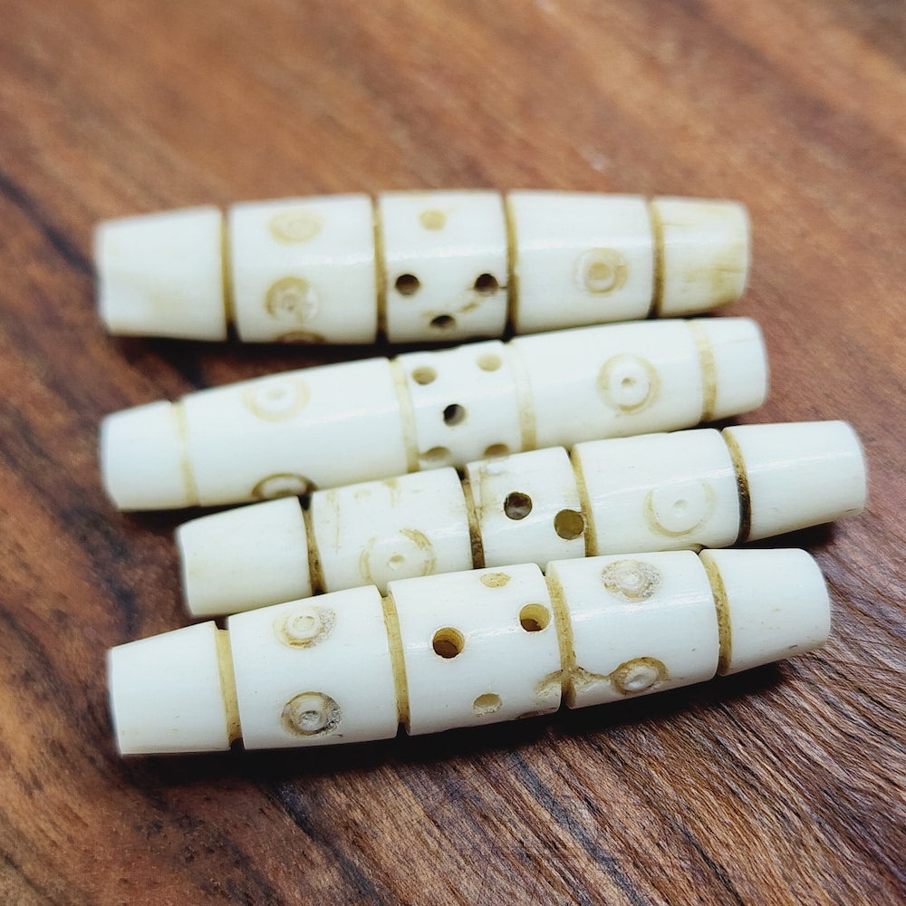37x7mm Hair Pipe Bead (10) - Vintage Bone Beads