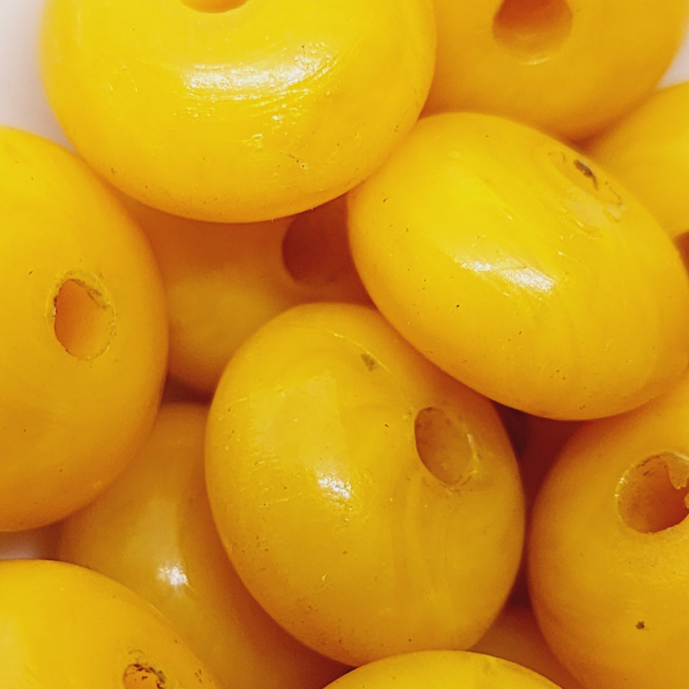 10x17mm Rondelle (10) - Phenolic Amber - Vintage Replica Trade Bead