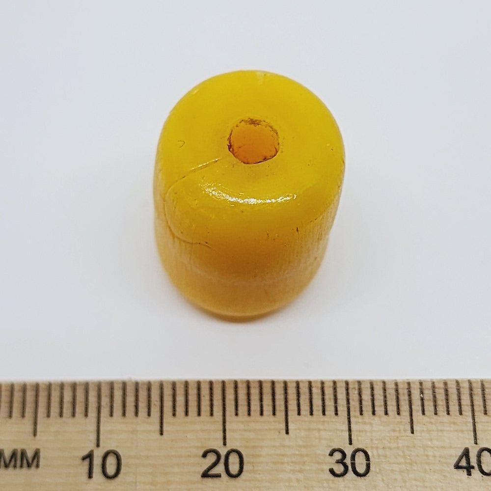 20x15mm Tube (5) - Phenolic Amber - Vintage Replica Trade Bead