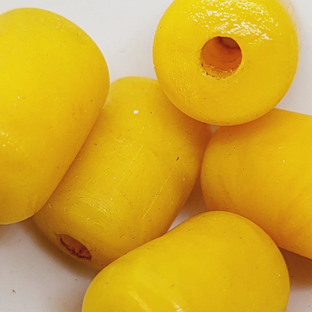 20x15mm Tube (5) - Phenolic Amber - Vintage Replica Trade Bead