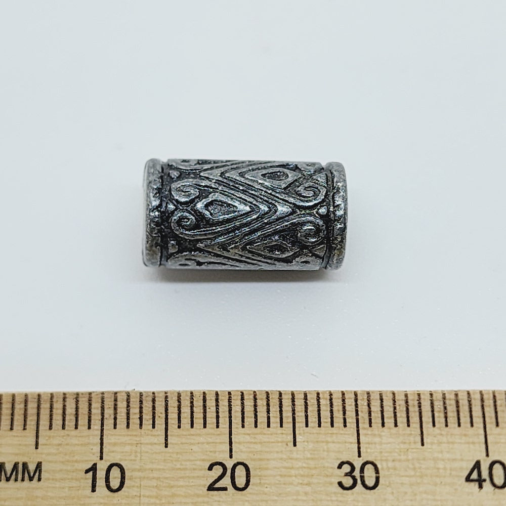 17x9mm Tube (25) - Pewter - Moroccan Style Vintage Beads