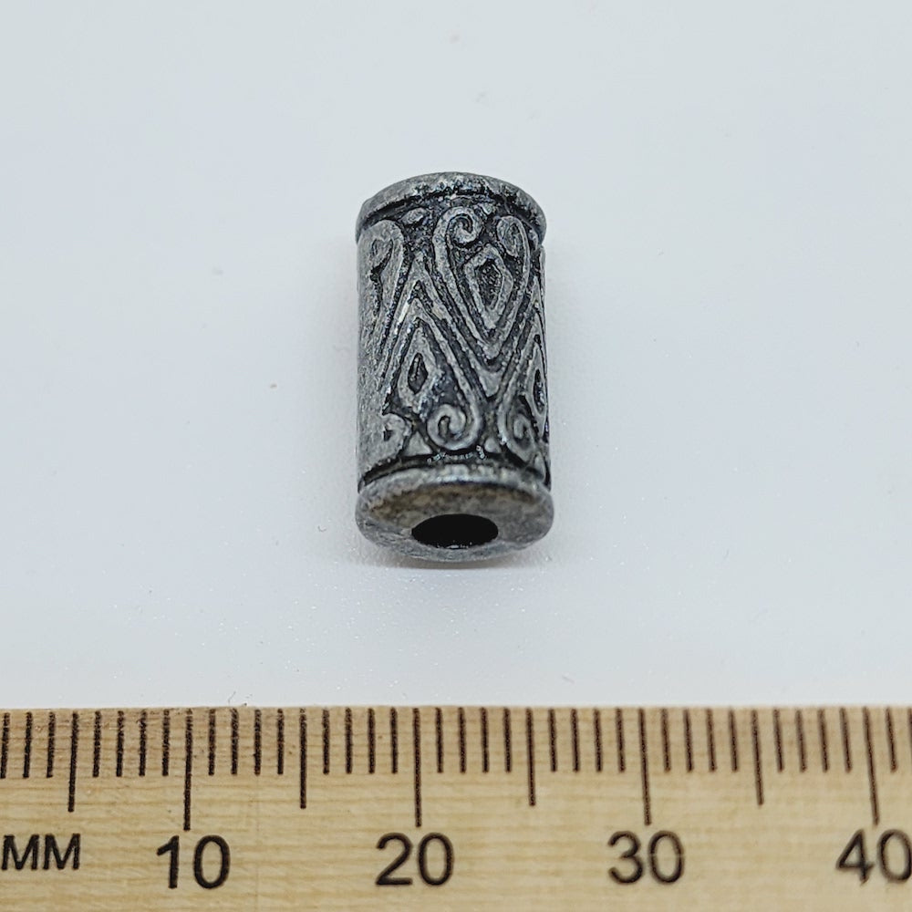 17x9mm Tube (25) - Pewter - Moroccan Style Vintage Beads