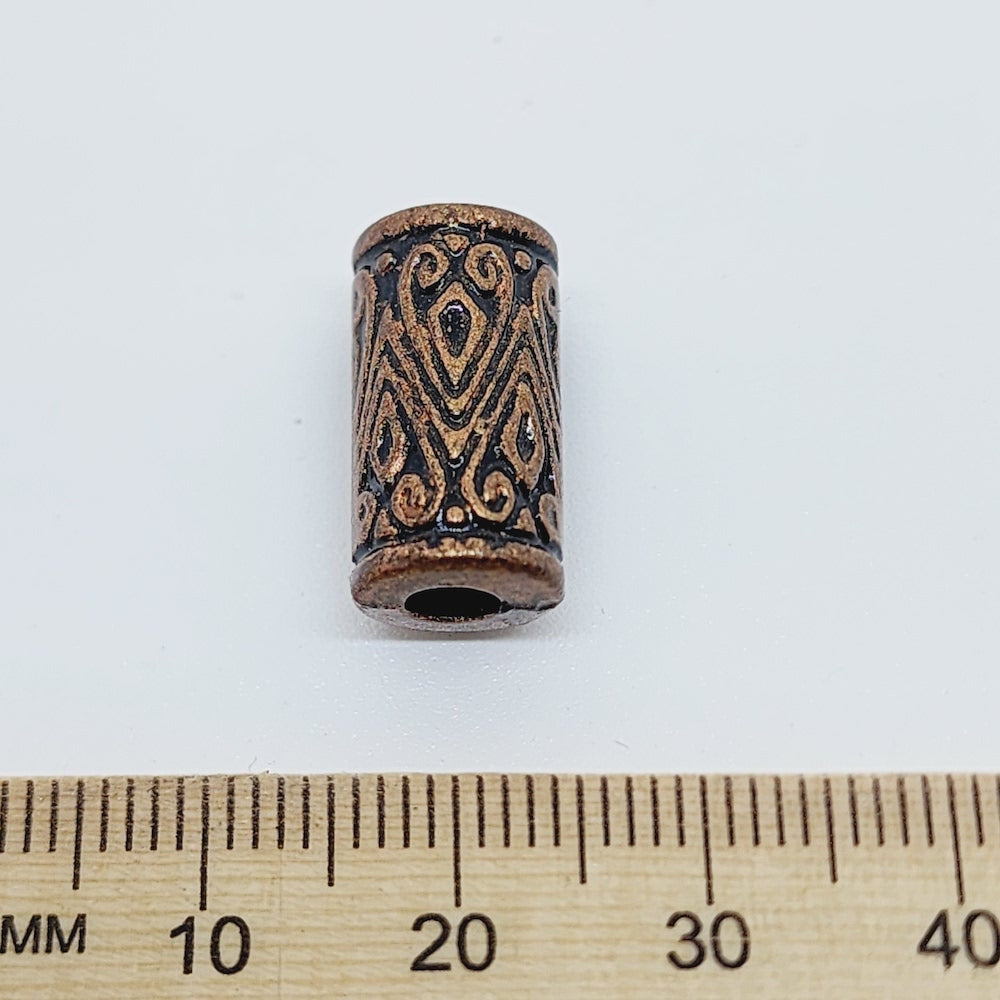17x9mm Tube Moroccan Beads (25) - Ancient Brass - Bead Shack