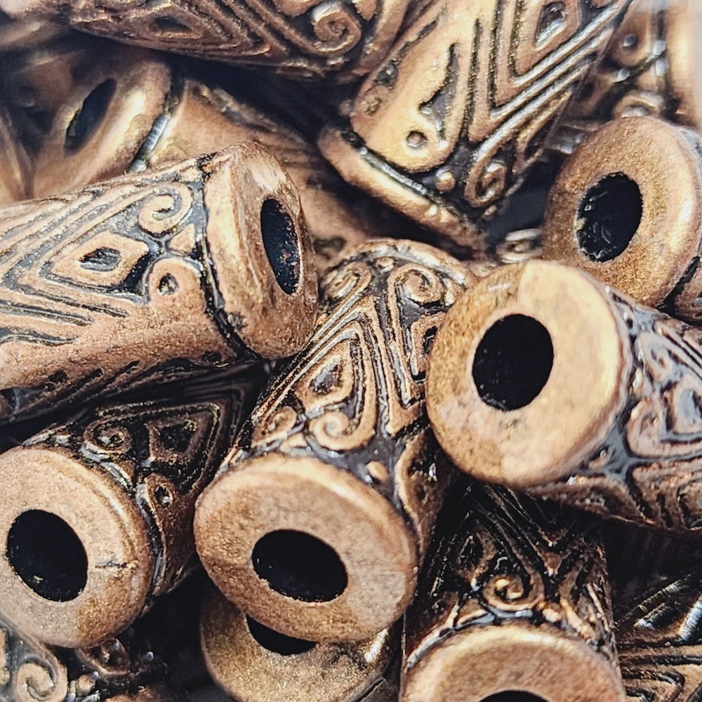 17x9mm Tube Moroccan Beads (25) - Ancient Brass - Bead Shack