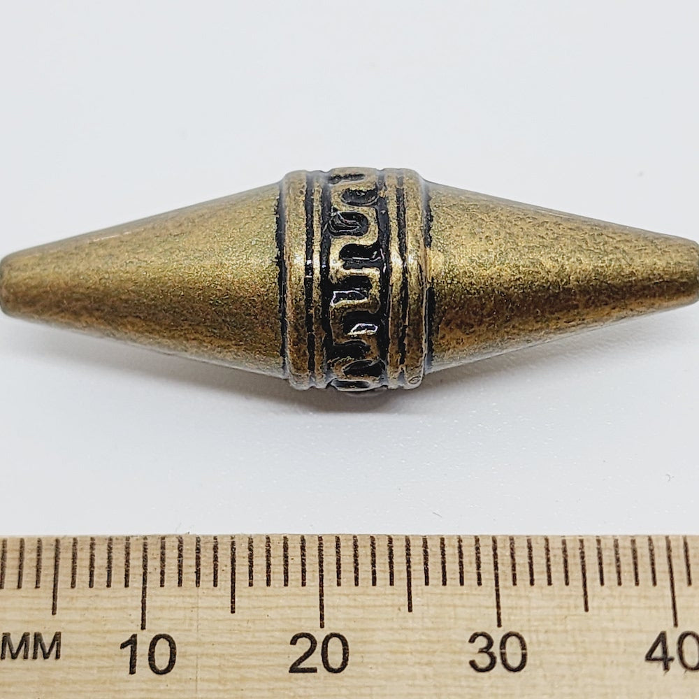 40x13mm Elongated Bicone (10) - Ancient Gold - Moroccan Style Vintage Beads