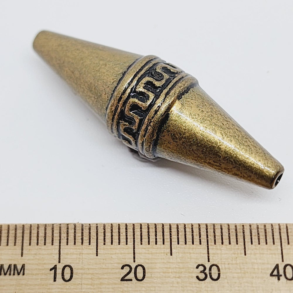 40x13mm Elongated Bicone (10) - Ancient Gold - Moroccan Style Vintage Beads