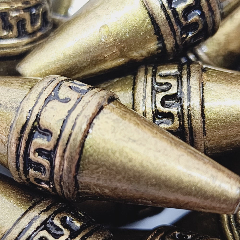 40x13mm Elongated Bicone (10) - Ancient Gold - Moroccan Style Vintage Beads