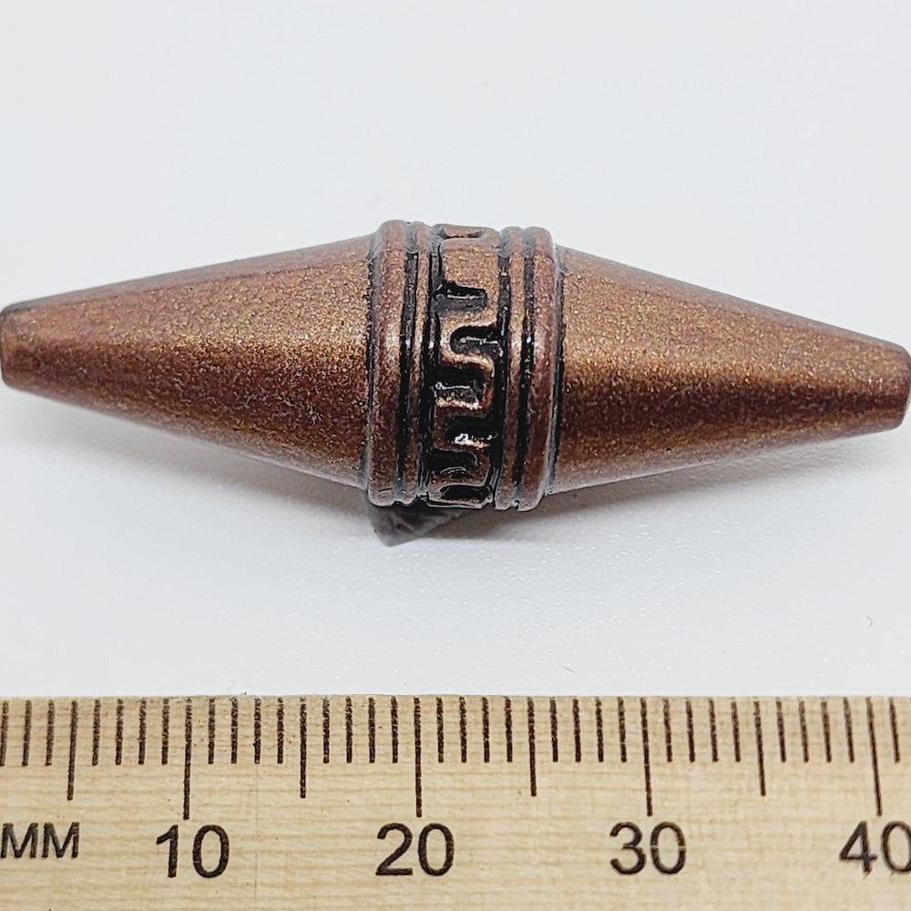 40x13mm Elongated Bicone (10) - Ancient Brass - Moroccan Style Vintage Beads - Bead Shack