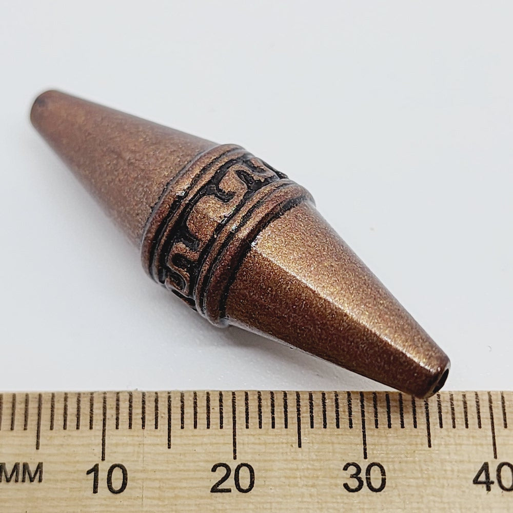 40x13mm Elongated Bicone (10) - Ancient Brass - Moroccan Style Vintage Beads - Bead Shack