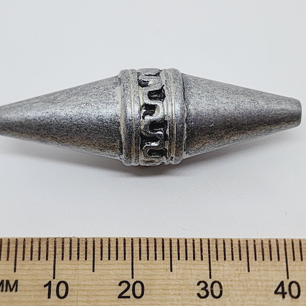40x13mm Elongated Bicone (10) - Pewter - Moroccan Style Vintage Beads