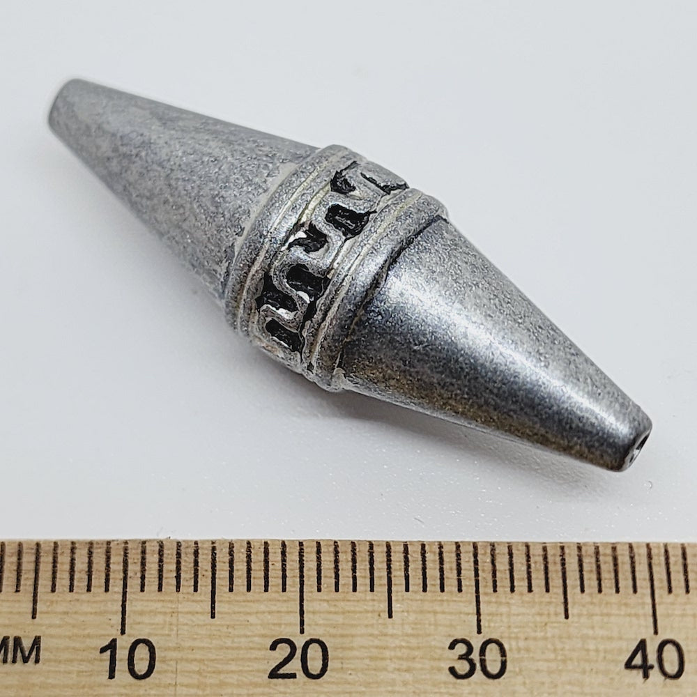 40x13mm Elongated Bicone (10) - Pewter - Moroccan Style Vintage Beads