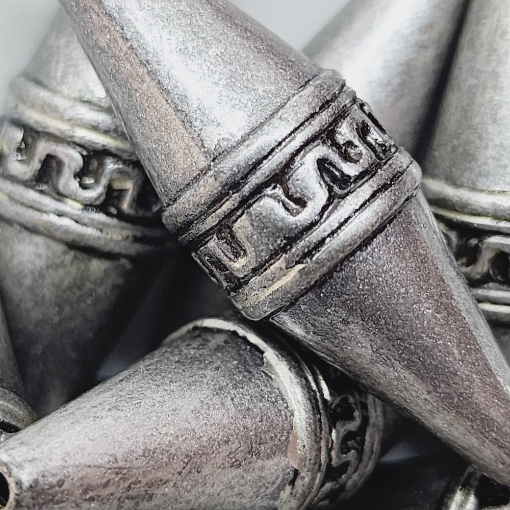 40x13mm Elongated Bicone (10) - Pewter - Moroccan Style Vintage Beads