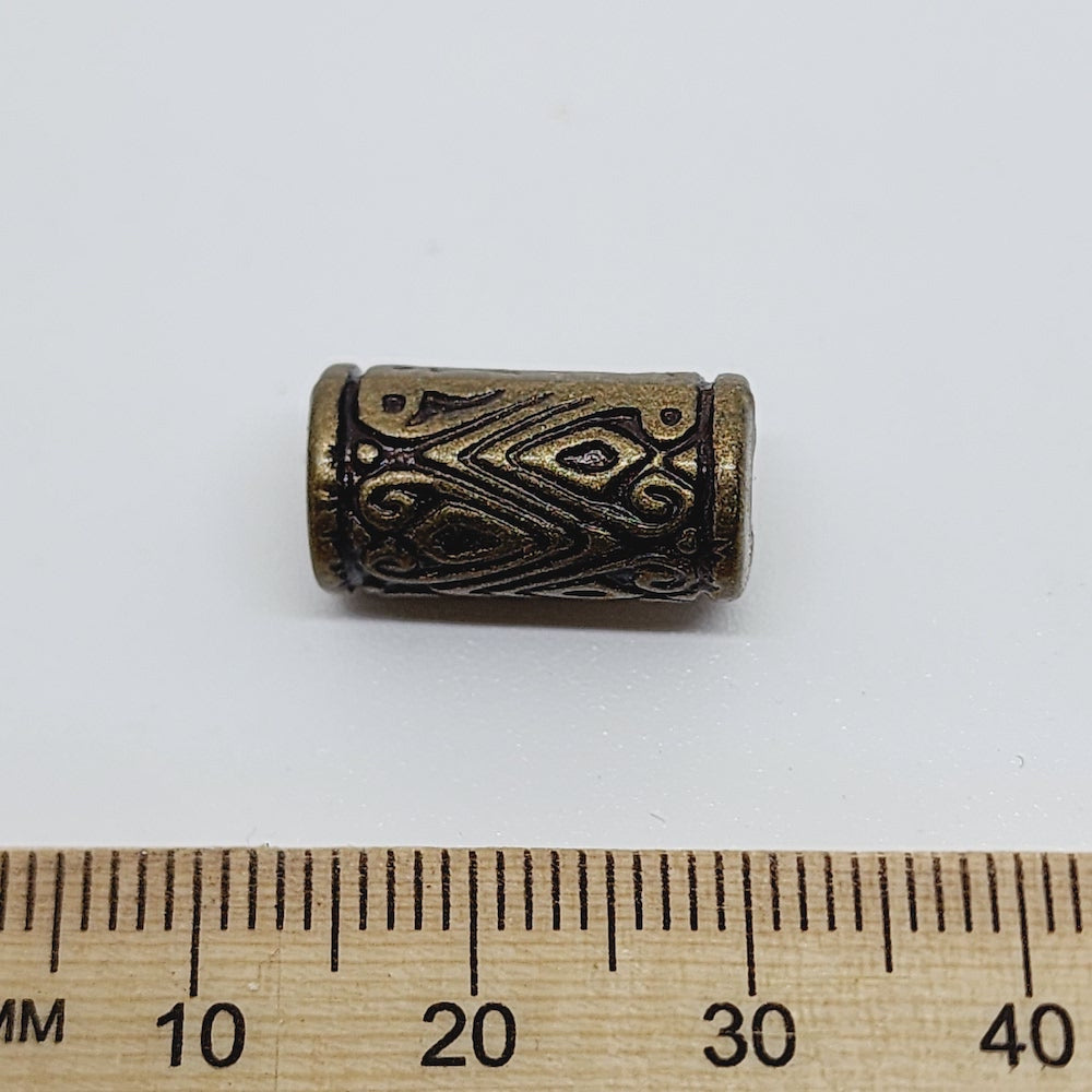 17x9mm Tube (25) - Ancient Gold - Moroccan Style Vintage Beads