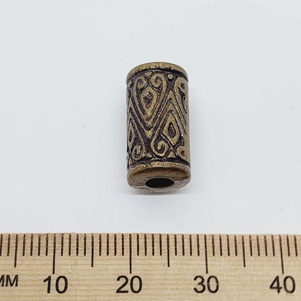 17x9mm Tube (25) - Ancient Gold - Moroccan Style Vintage Beads