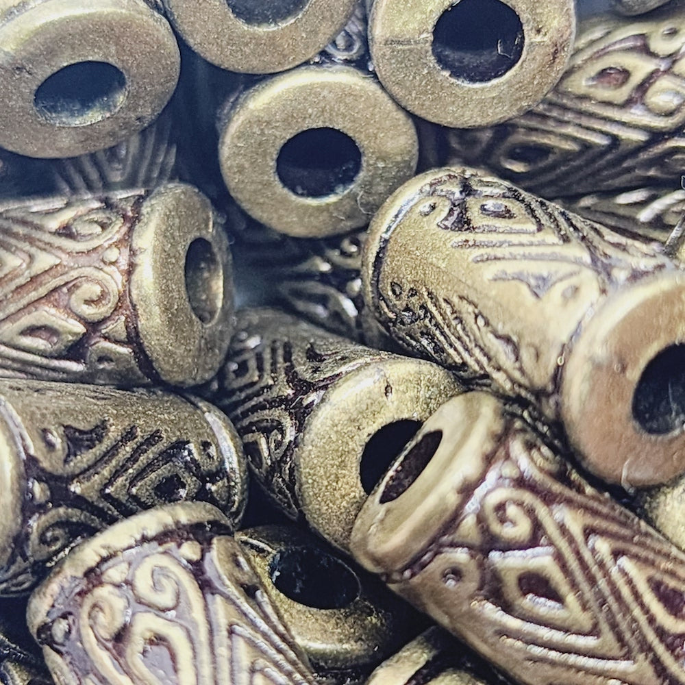 17x9mm Tube (25) - Ancient Gold - Moroccan Style Vintage Beads