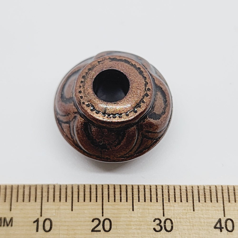 15x19mm Rondelle (10) - Ancient Brass - Moroccan Style Vintage Beads