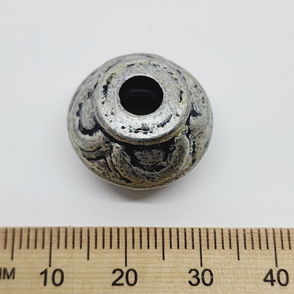 15x19mm Rondelle (10) - Pewter - Moroccan Style Vintage Beads