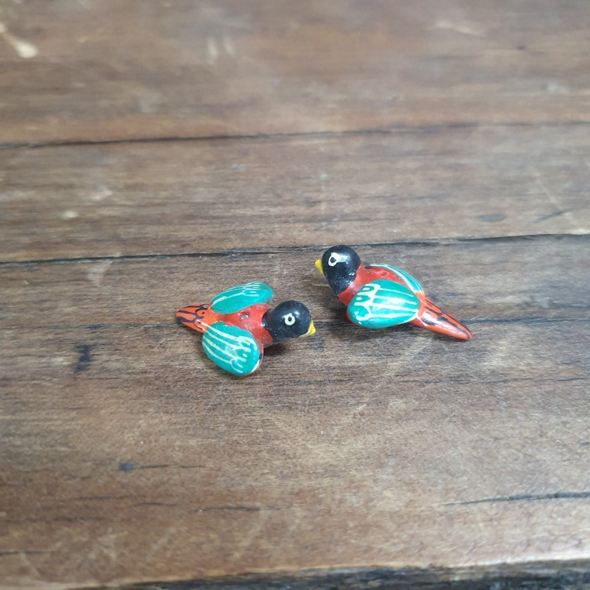 Rare Hand Made & Painted Clay Birds from Peru (2) #44